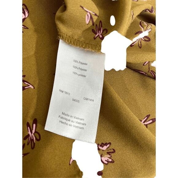 Motherhood Maternity Summer Blouse Top Size M Roll Sleeve Floral Yellow - Picture 7 of 7